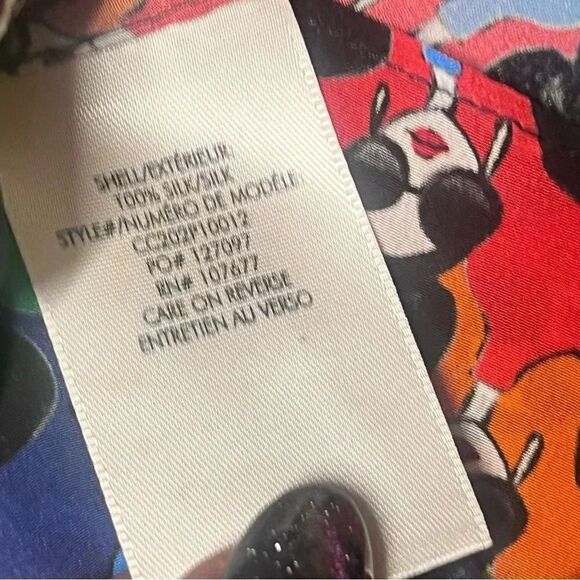 Alice + Olivia Willa placket Stace Face Print Button-Up silk colorful Shirt size - Picture 10 of 10